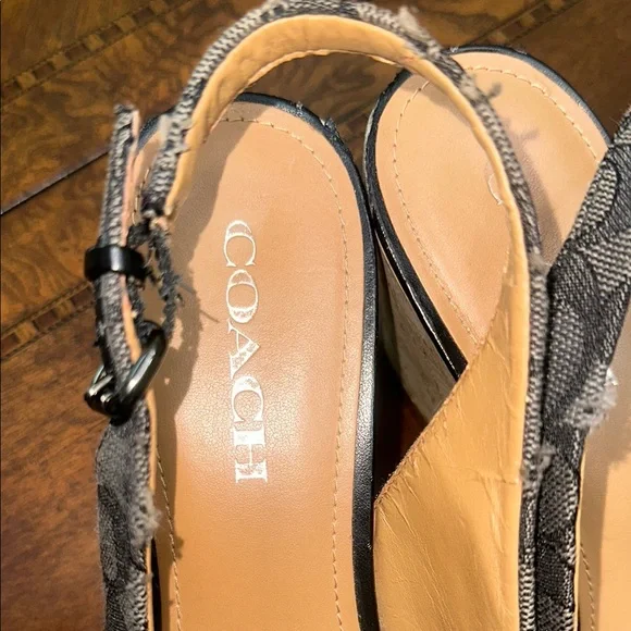 Coach Black Slingback Heels with Peep Toe - Picture 3 of 6